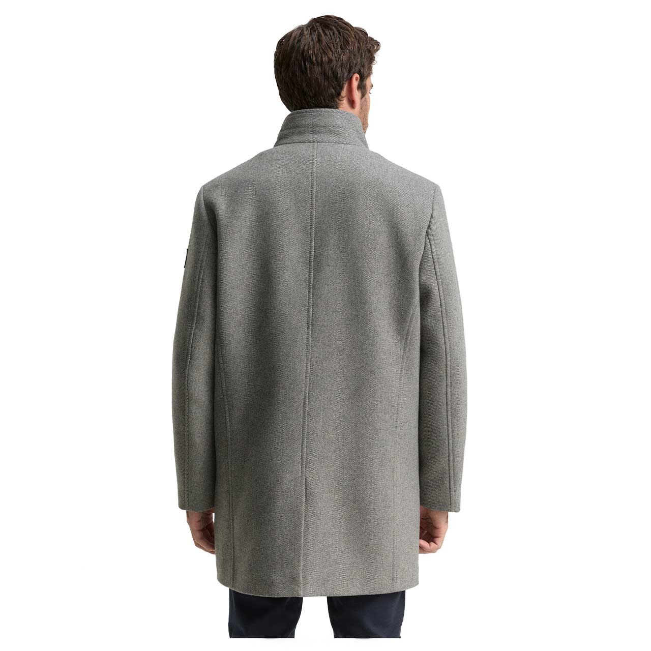 Herren Mantel Wool Coat 2 in 1 von Tom Tailor in Grau, Rückansicht am Model