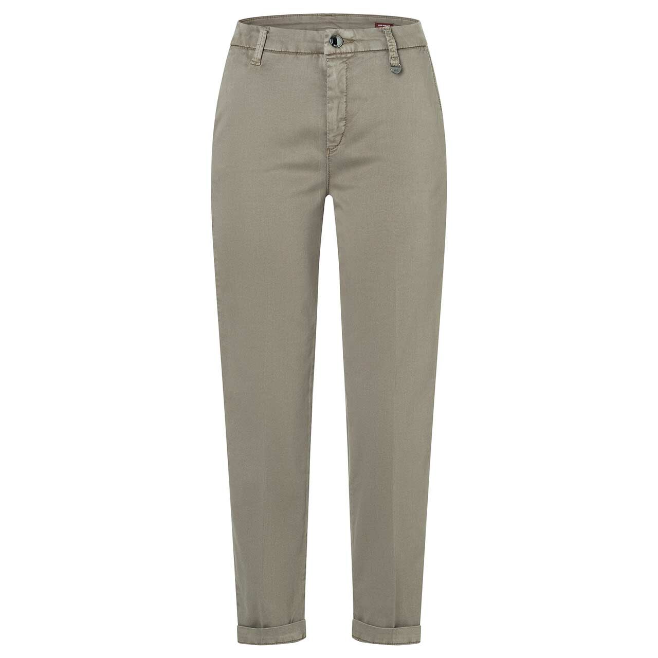 Damen 7/8 Baumwollhose Chino von MAC in Grün-Braun, Vorderansicht