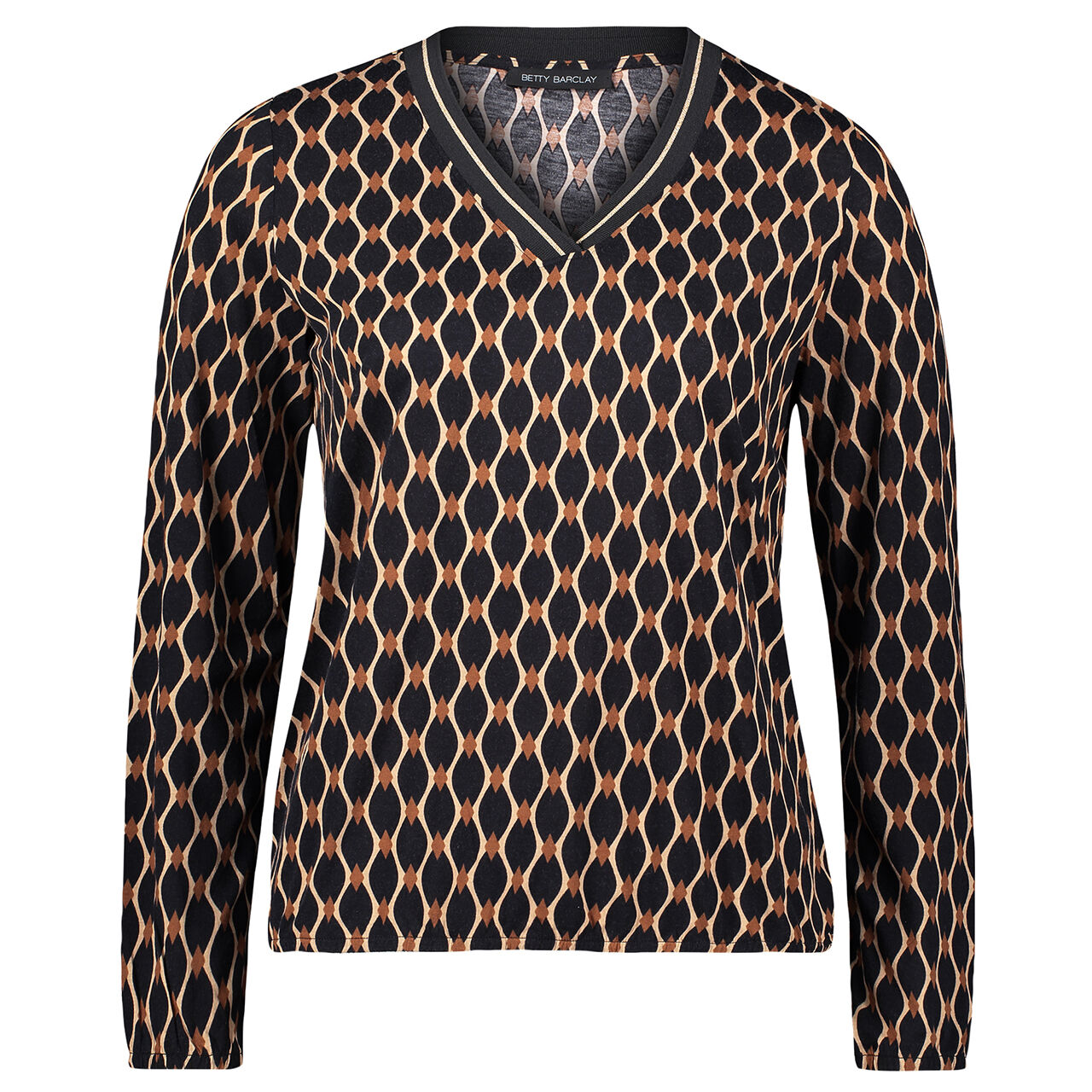Betty Barclay Damen Langarm Shirt black beige brown