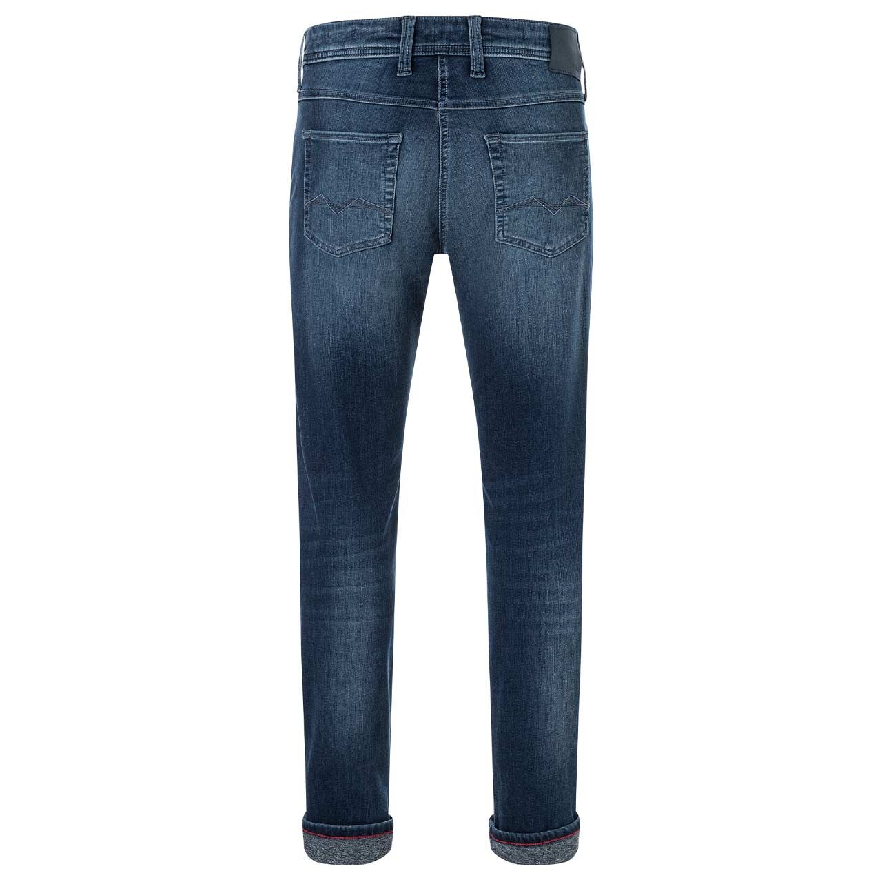 Stretch Herrenjeans Flexx von MAC in Dunkelblau angewaschen, Rückansicht