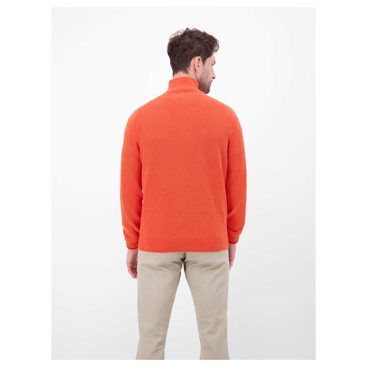 Herren Pullover Troyer von Lerros in Hellrot, Rückansicht am Model