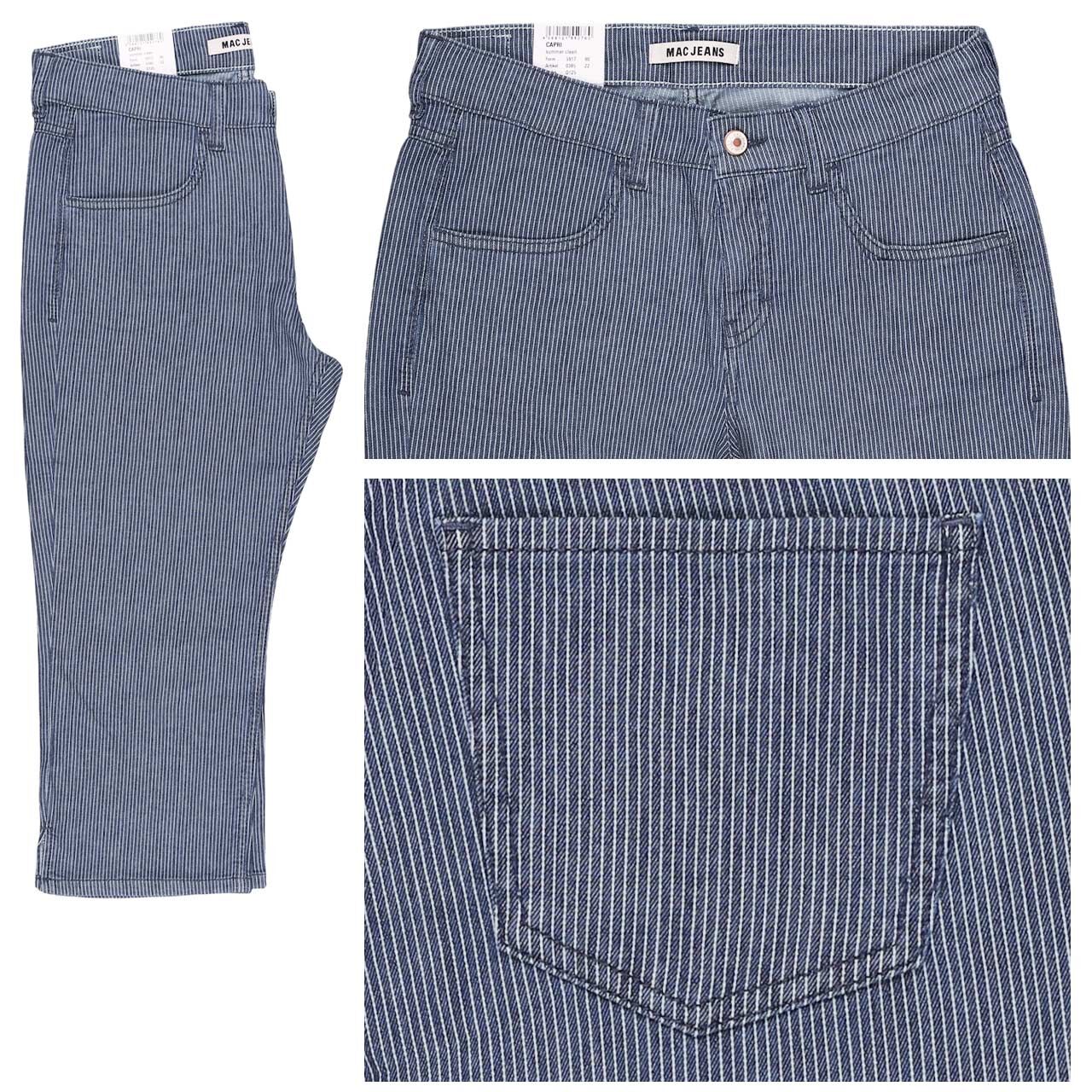 MAC Capri 3/4 Jeans striped iceberg blue
