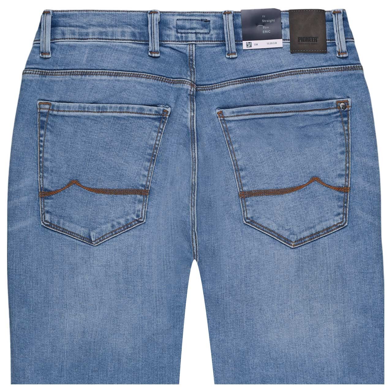 Stretch Herrenjeans Eric in Hellblau verwaschen, detaillierte Rückansicht