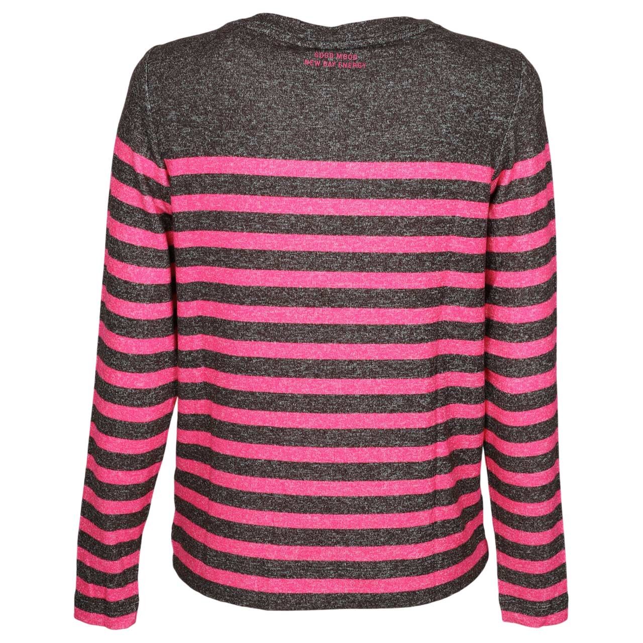 Damen Langarm Shirt Cosy Stripe von Cecil in Braun gestreift, Rückansicht