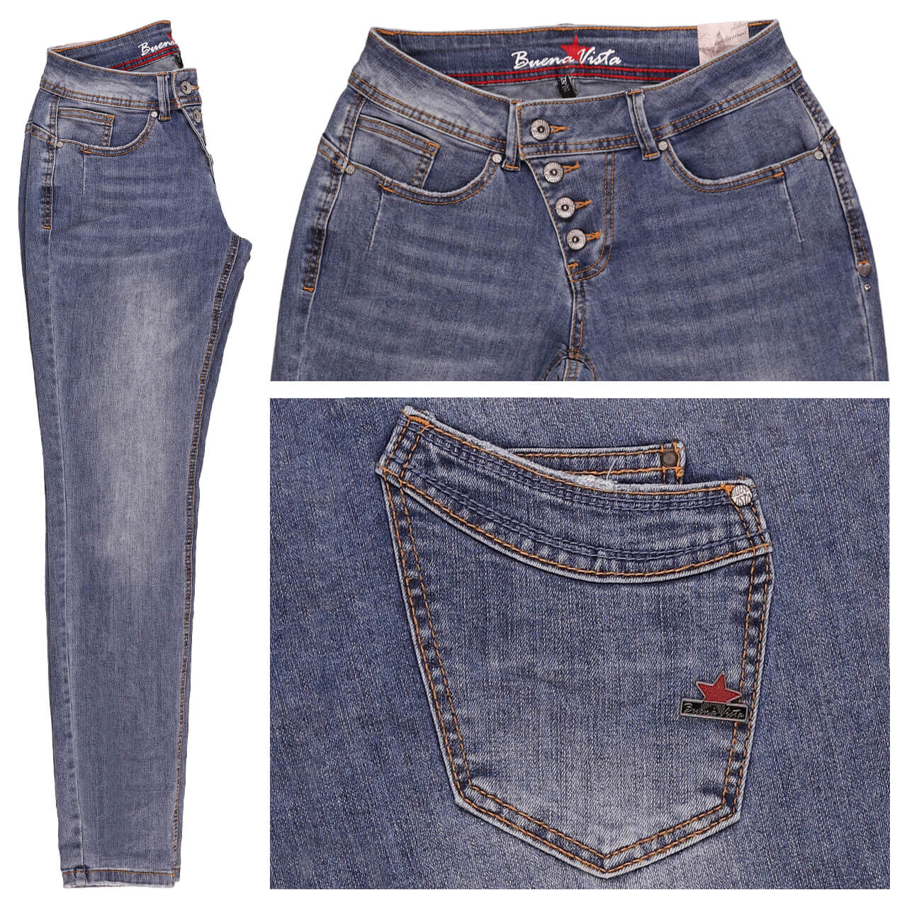 Buena Vista Malibu Stretch Denim Jeans bright denim