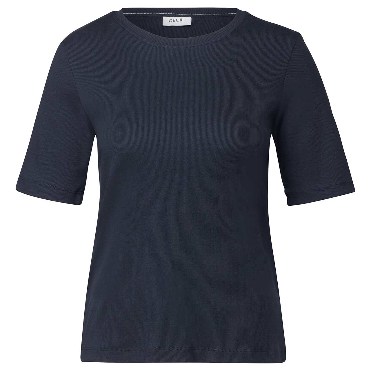 Cecil Damen T-Shirt Basic Rib universal blue
