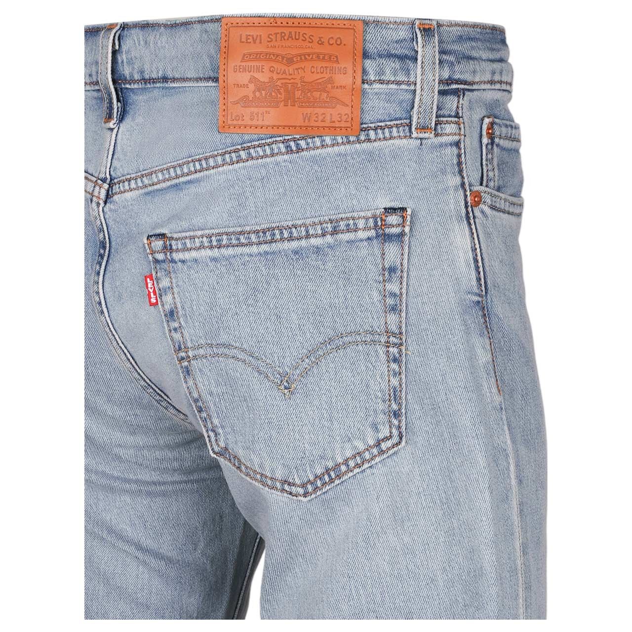 Herren Jeans 511™ von Levi's® in Hellblau angewaschen, Detailansicht Gesäßtasche