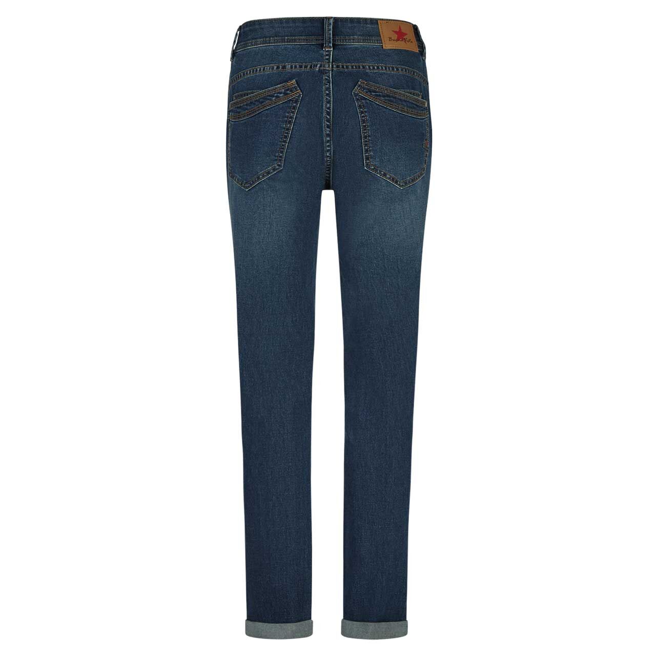 Damenjeans Malibu-Zip High Stretch Denim von Buena Vista in Blau angewaschen, Rückansicht