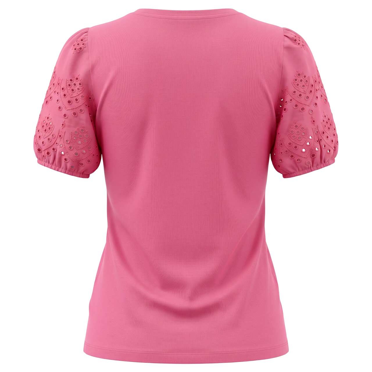 Damen T-Shirt Embroidered Woven Puff Sleeves von Street One Studio in Pink, Rückansicht