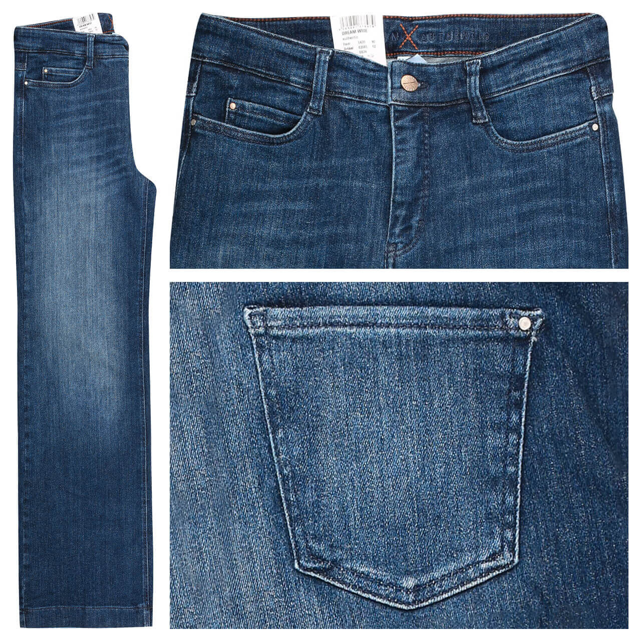Stretch Damenjeans Dream Wide von MAC in Dunkelblau angewaschen mit der Farbnummer D574