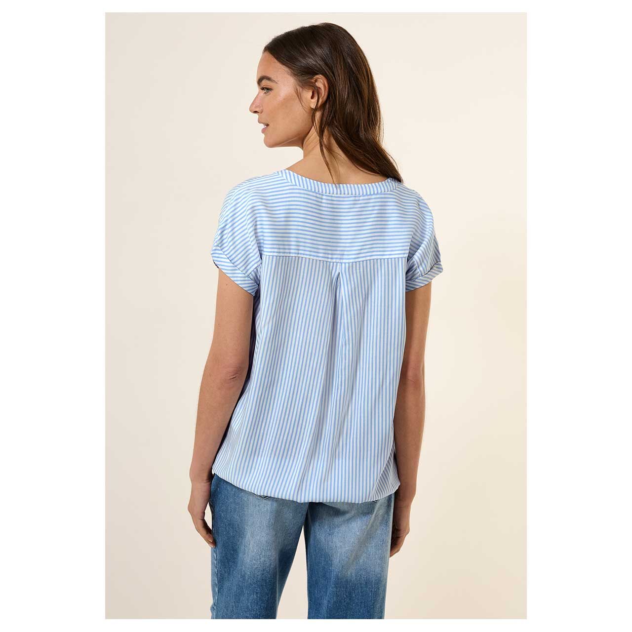 Cecil Damen Kurzarm Bluse Stripe Printed blue