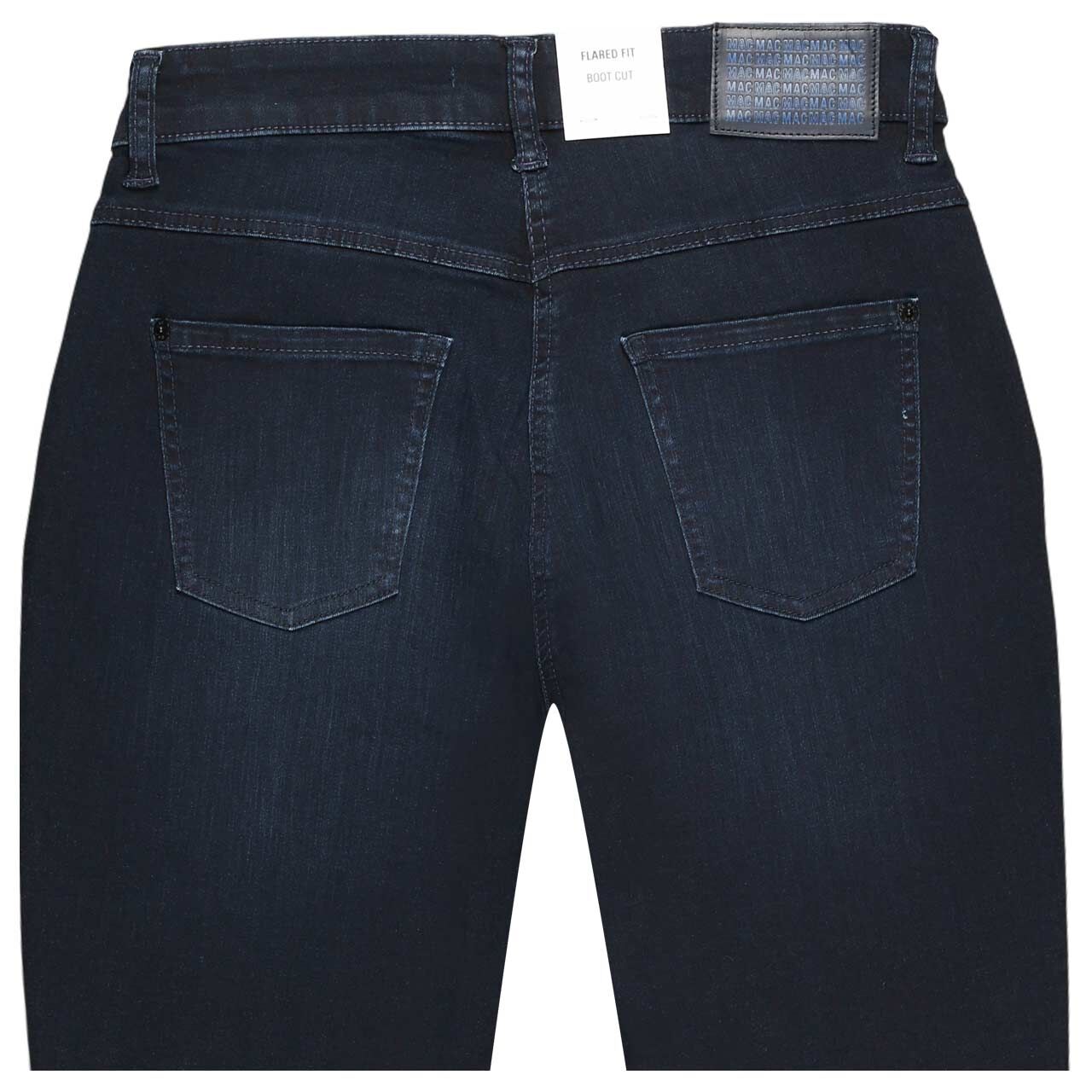 Stretch Damenjeans Boot von MAC in Dunkelblau mit Strass, detaillierte Rückansicht