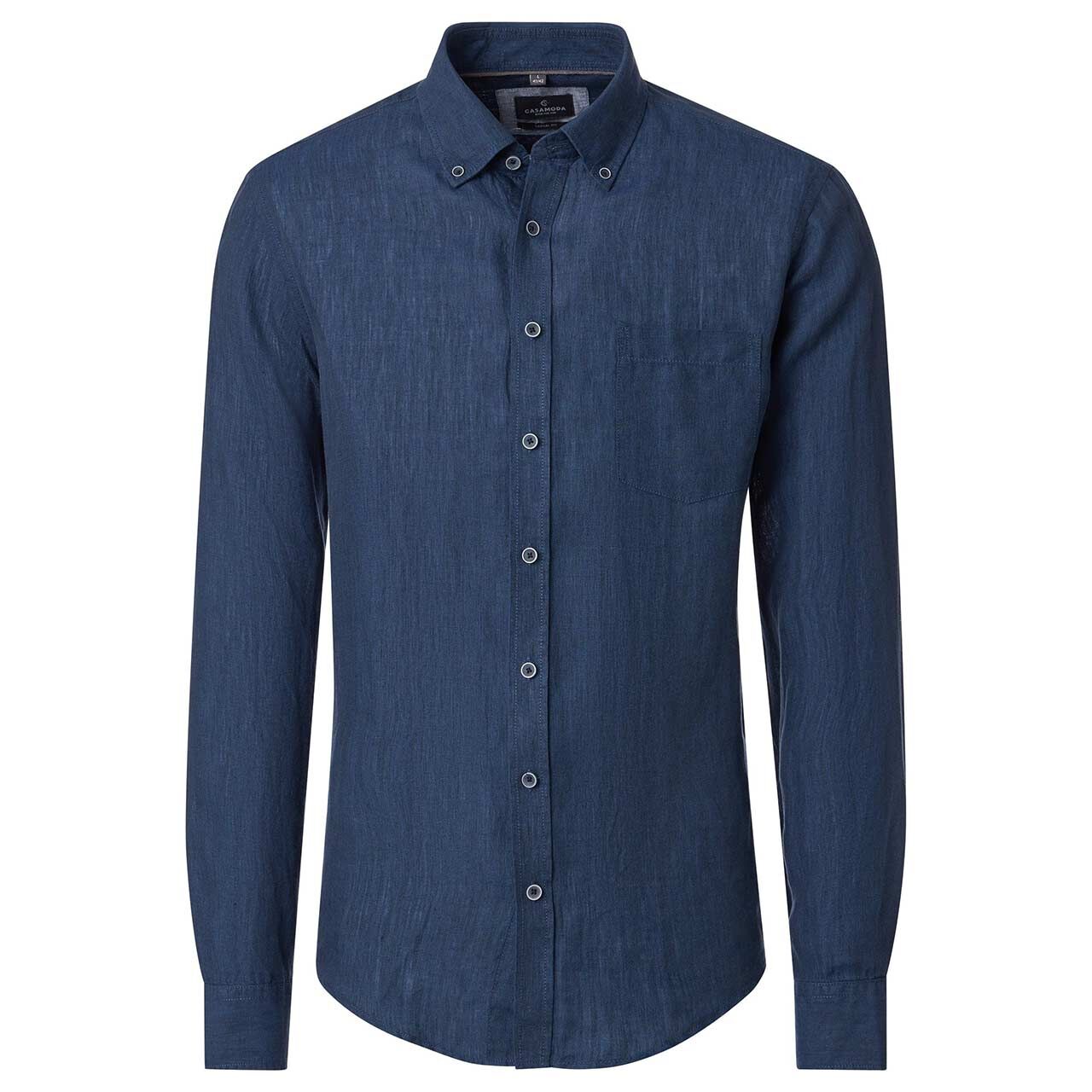 Casa Moda Herren Leinen Langarm Hemd dark blue