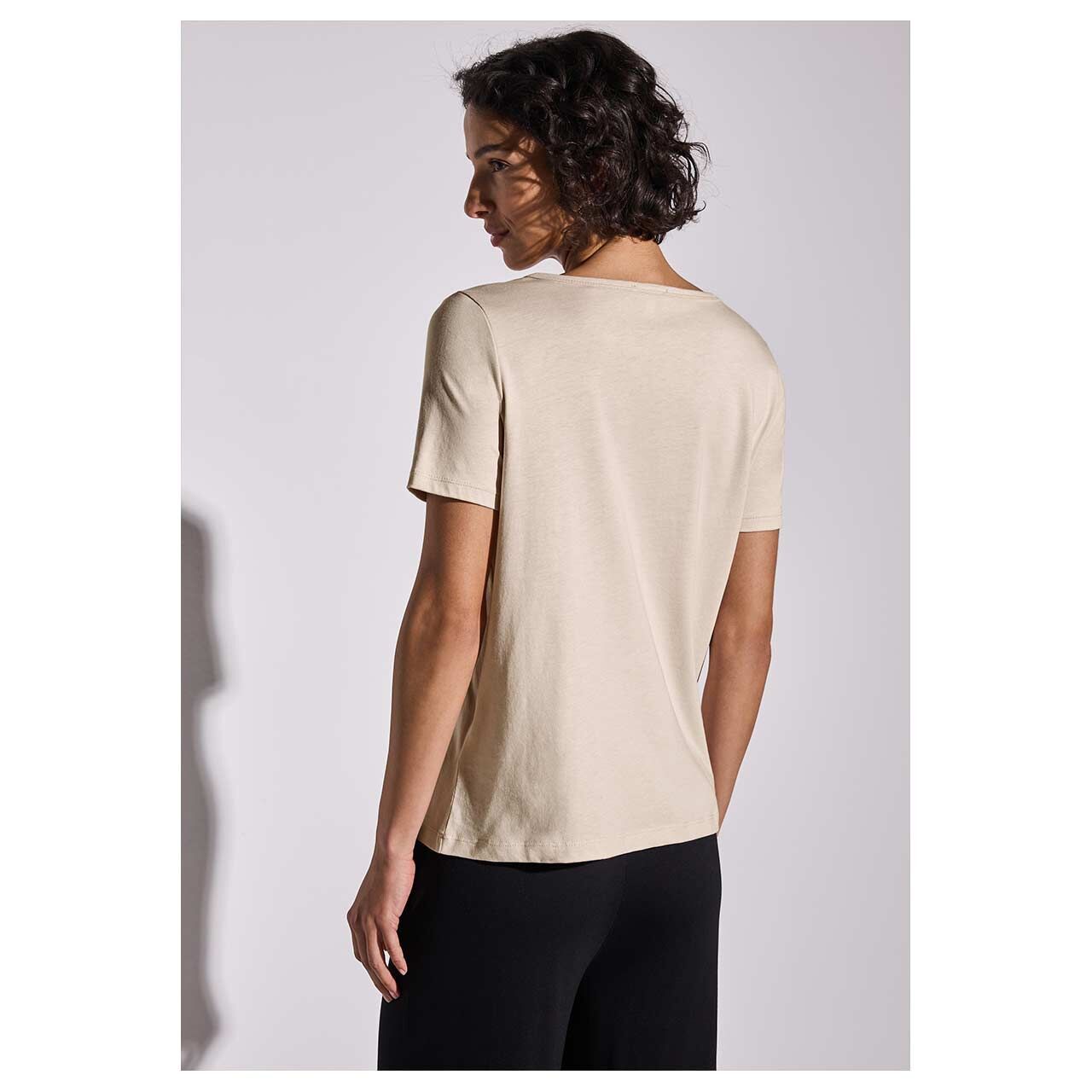 Street One Damen T-Shirt Basic Partprint smooth sand beige