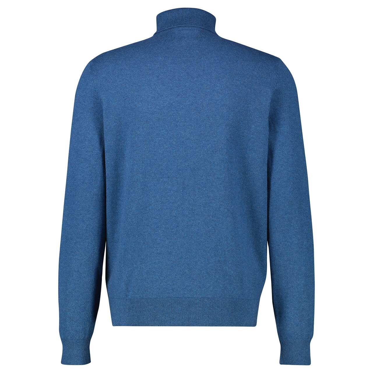 Herren Rollkragen Pullover von Leros in Blau meliert, Rückansicht
