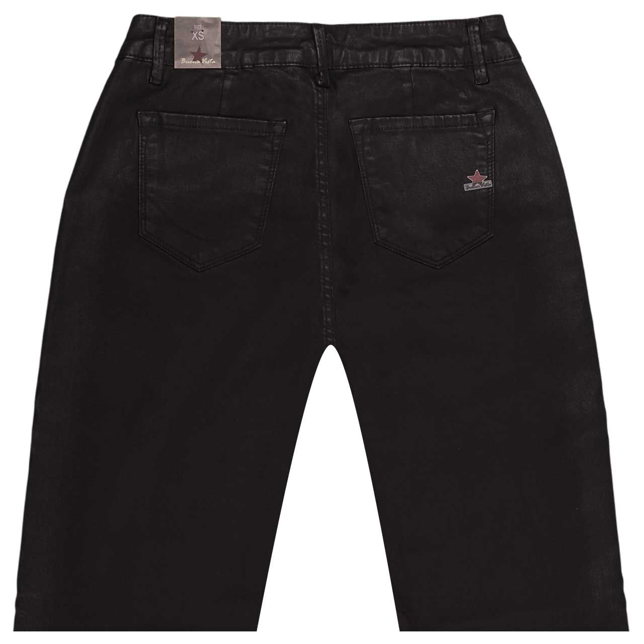 Damen Baumwollhose Stella-Zip Straight Coated Twill von Buena Vista in Schwarz beschichtet, detaillierte Rückansicht