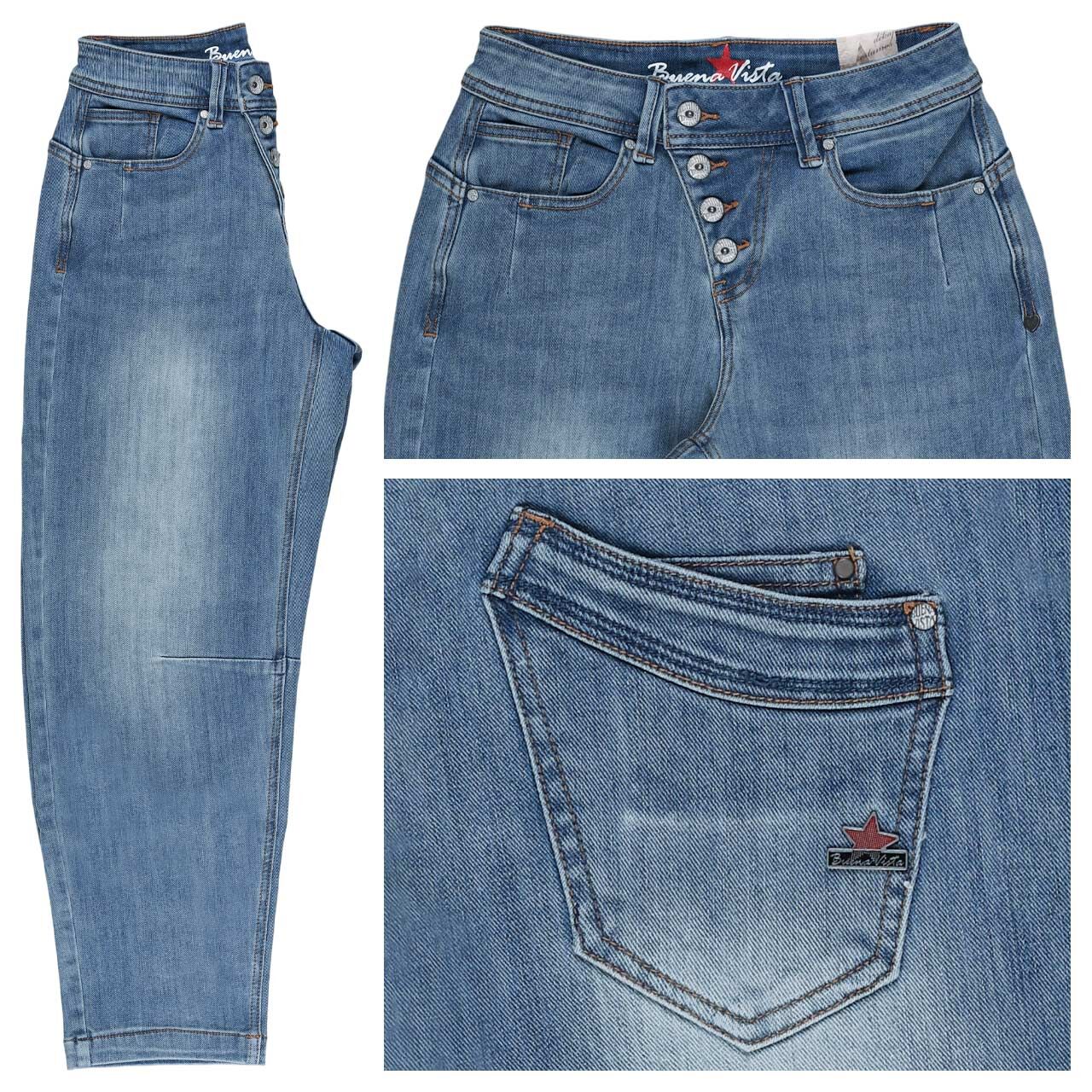 Buena Vista Malibu 7/8 Relaxed Stretch Denim Jeans mid stone