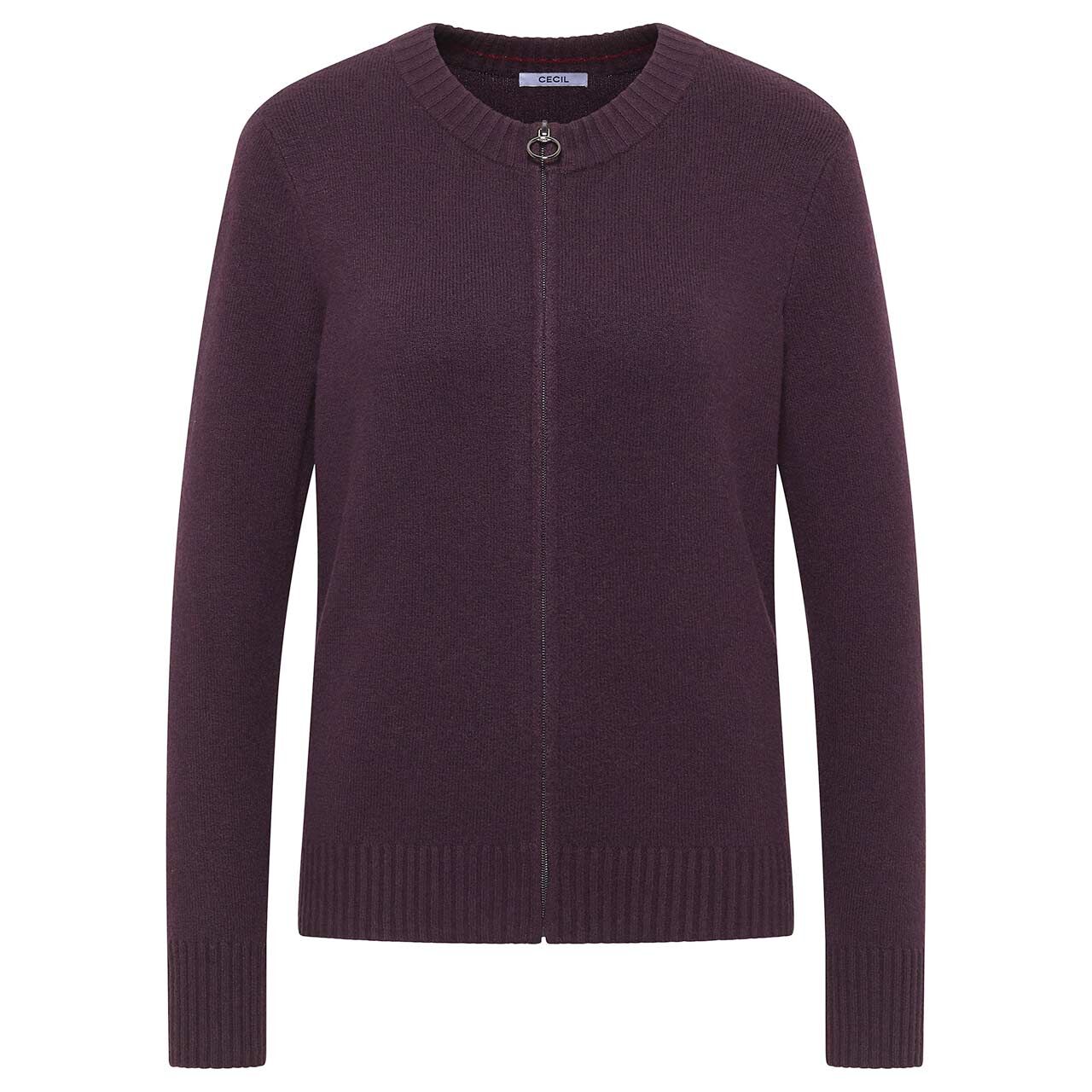 Cecil Damen Strickjacke Cosy Zipper Cardigan eggplant red melange