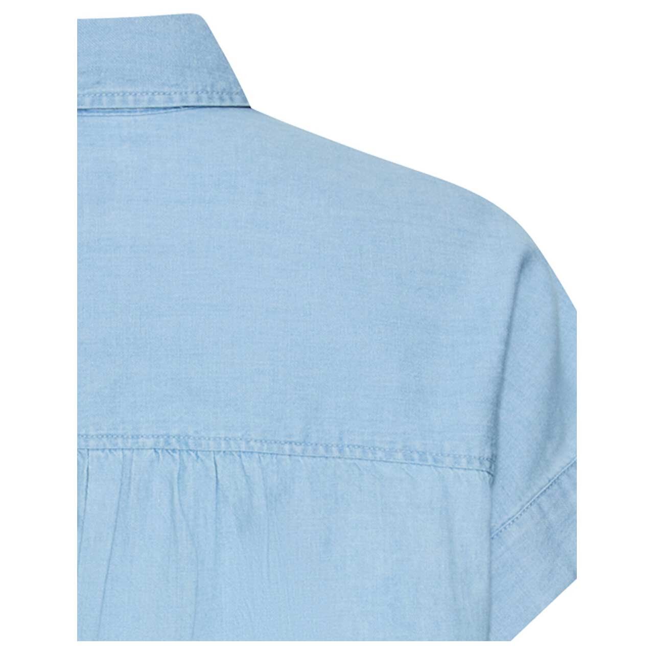 Damen Kurzarm Bluse von Camel active in Hellblau, detaillierte Rückansicht