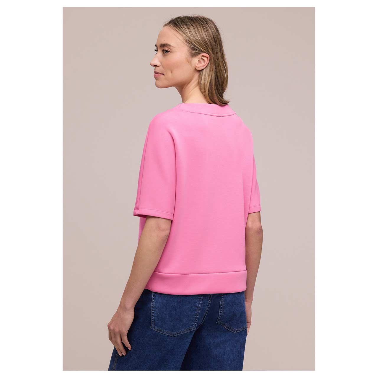 Damen T-Shirt Silk Look von Street One in Pink, Rückansicht am Model