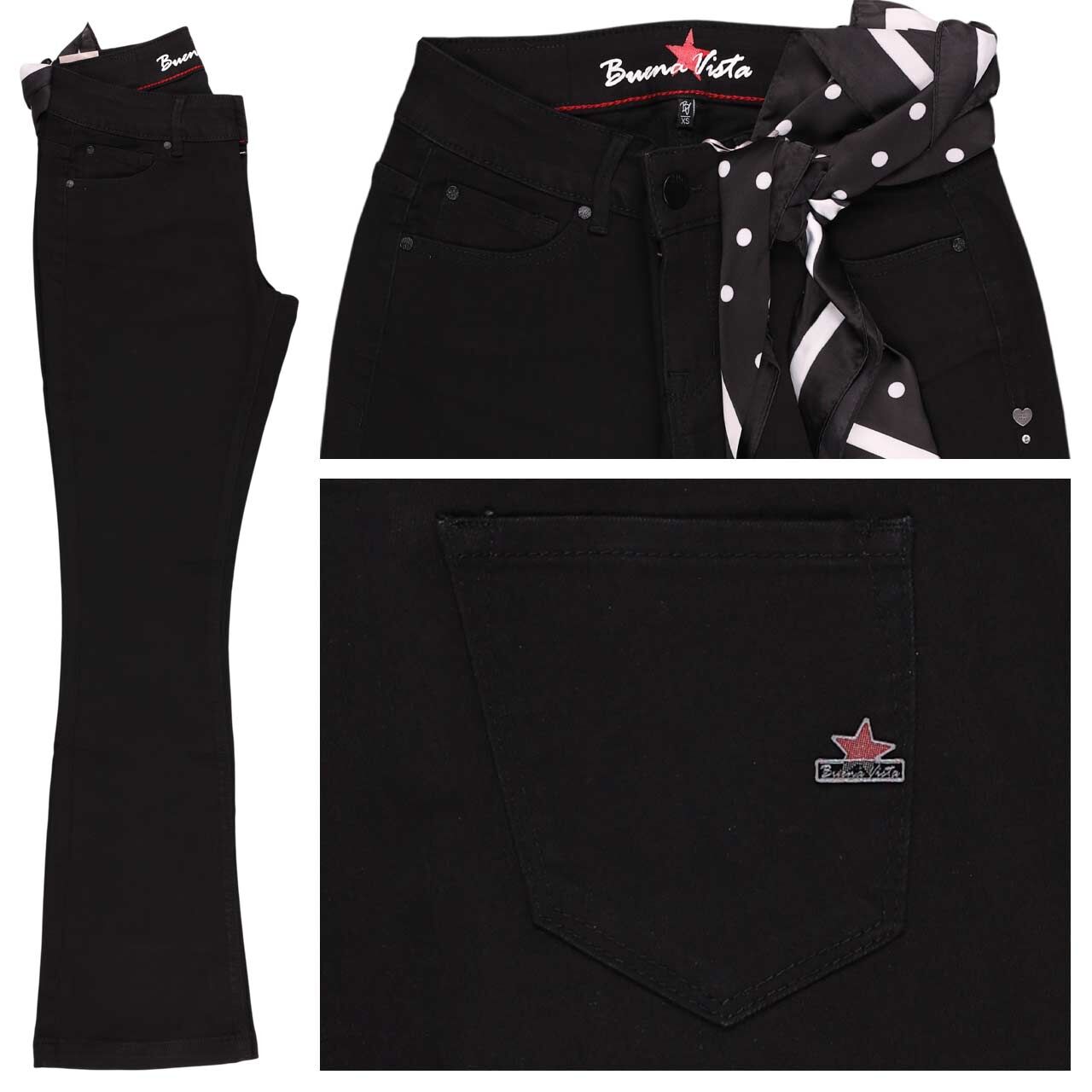 Buena Vista Italy Bootcut Stretch Denim Jeans pure black