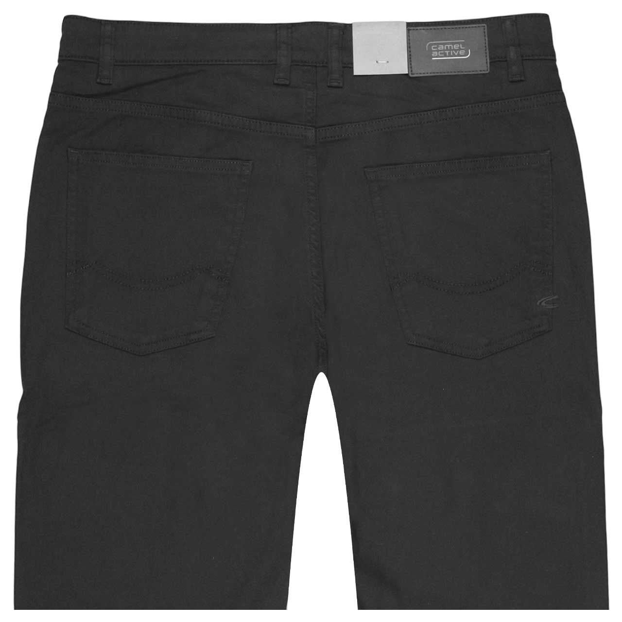 Herren Stretch Baumwollhose Houston von Camel active in Schwarz, detaillierte Rückansicht