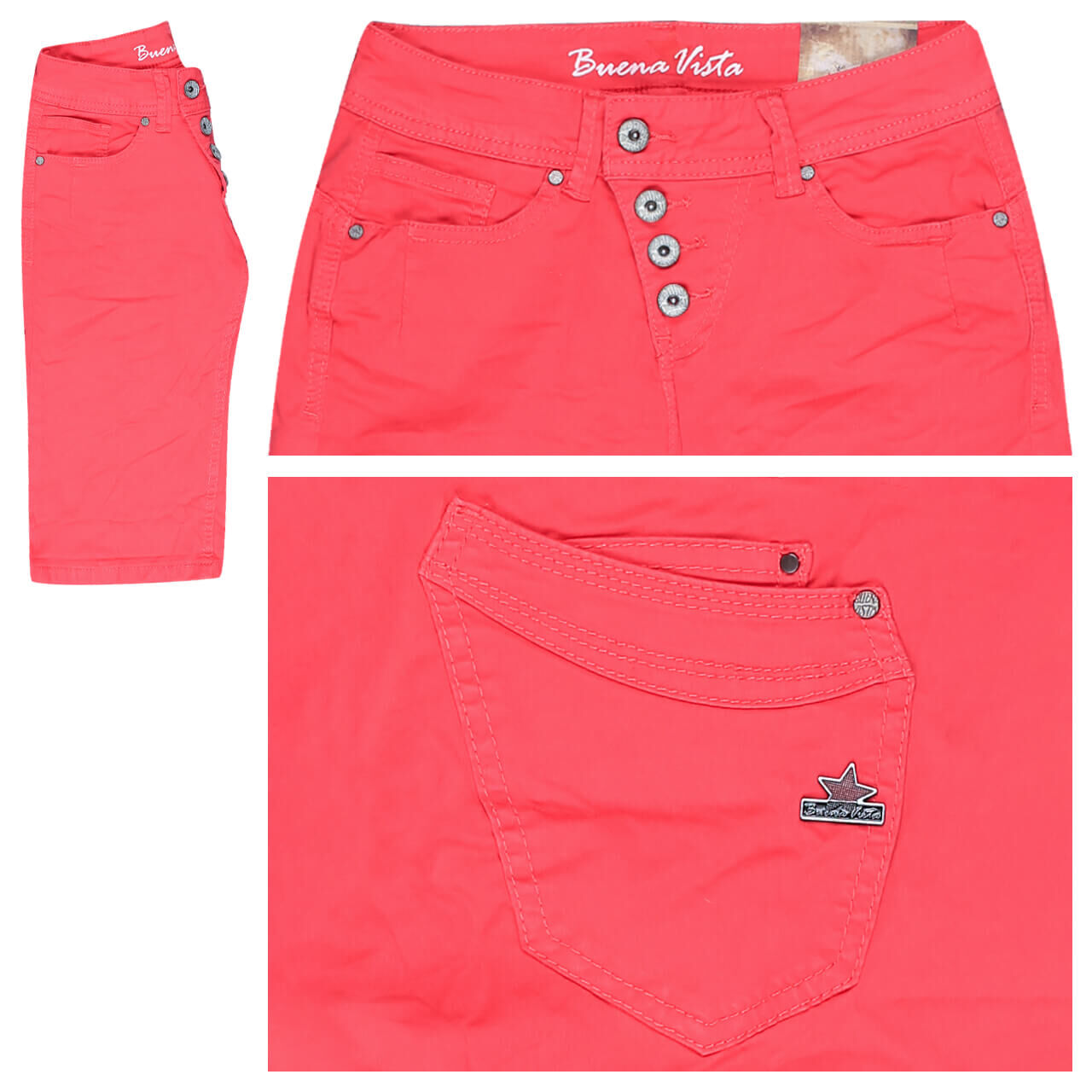 Buena Vista Malibu-Short Stretch Twill Baumwollhose für Damen in Rot, FarbNr.: 4411