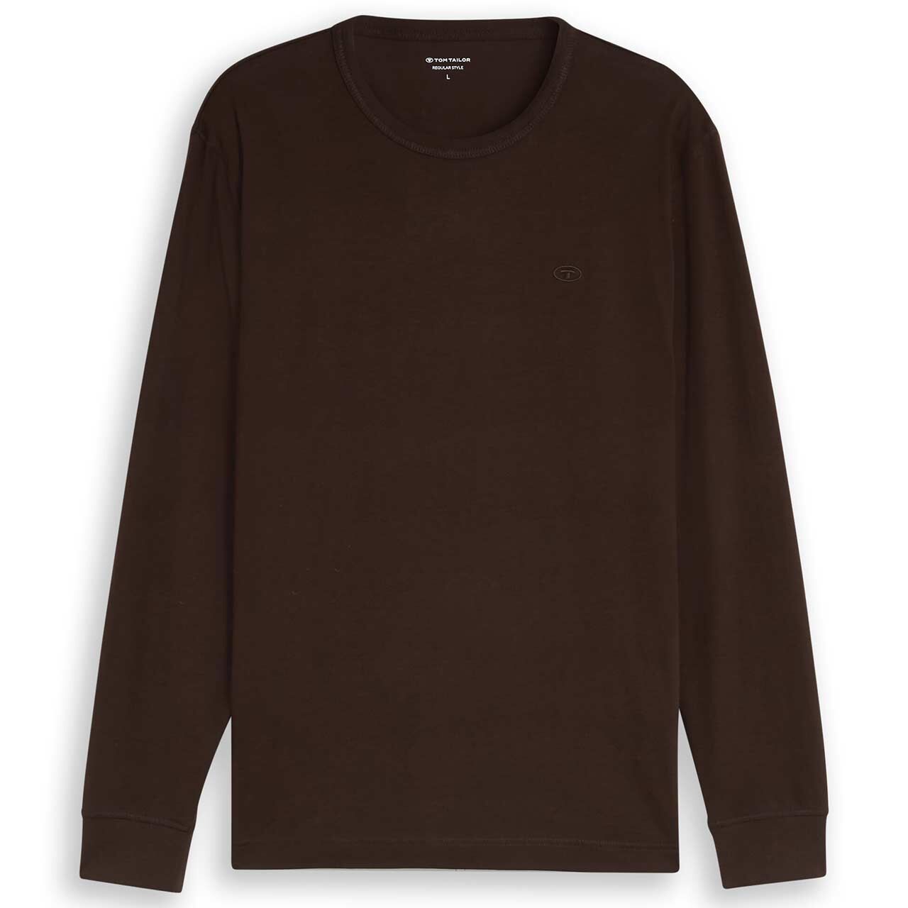 Tom Tailor Herren Langarm Shirt basic dark chocolate brown