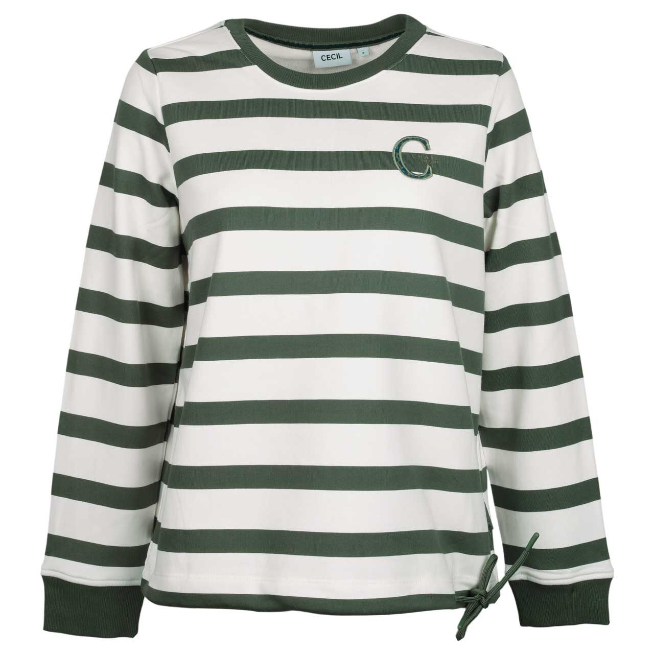 Cecil Damen Sweatshirt Striped Embroidery dried olive green