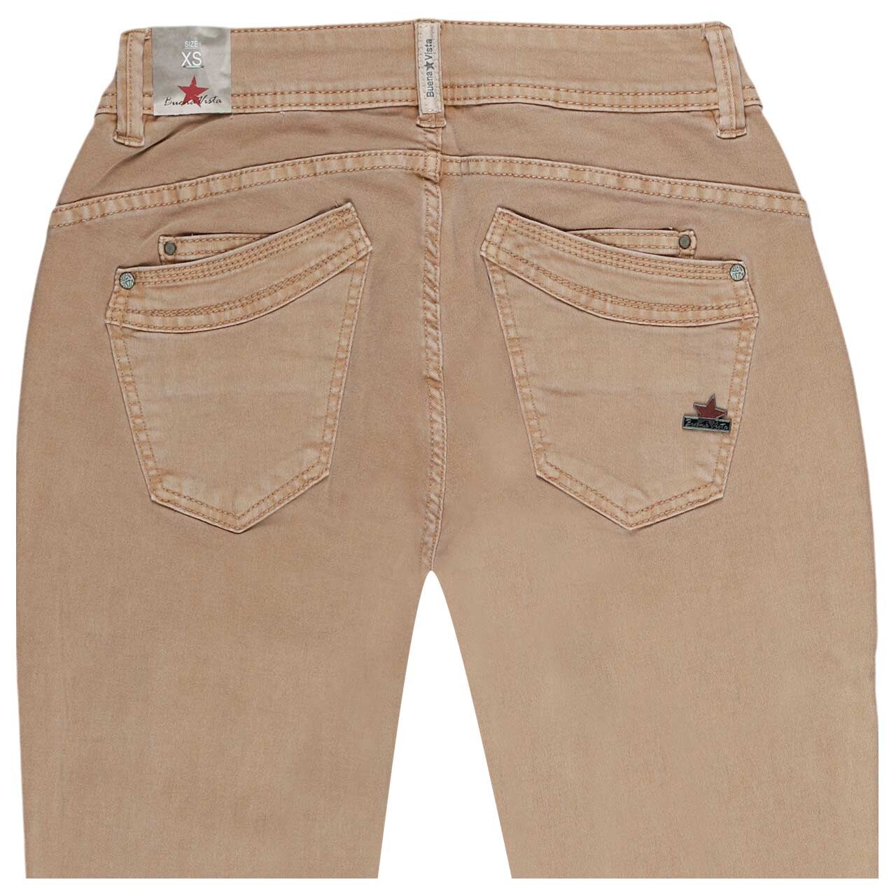 Damen Ankle Baumwollhose Malibu Cropped Stretch Twill von Buena Vista in Hellbraun, detaillierte Rückansicht