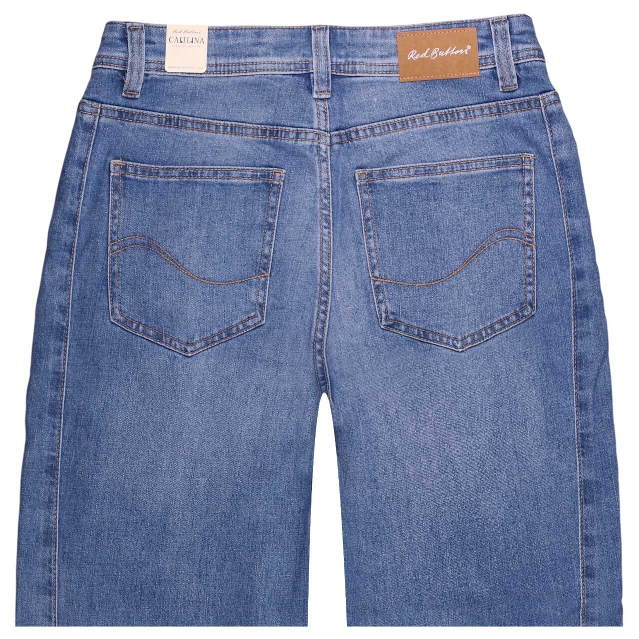 Damen Ankle Jeans Caitlina von Red Button in Blau angewaschen, detaillierte Rückansicht