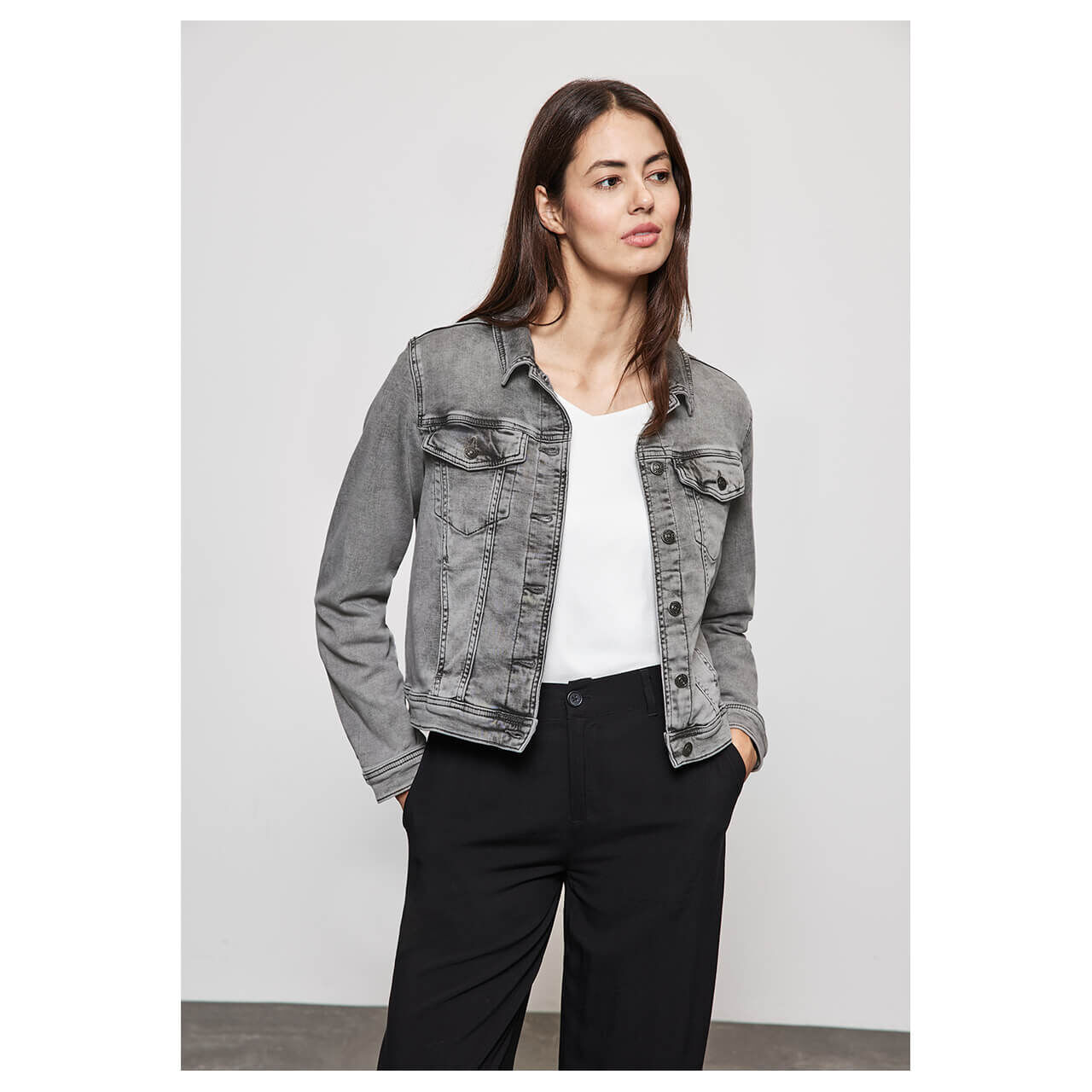 Street One Damen Jeansjacke grey random washed
