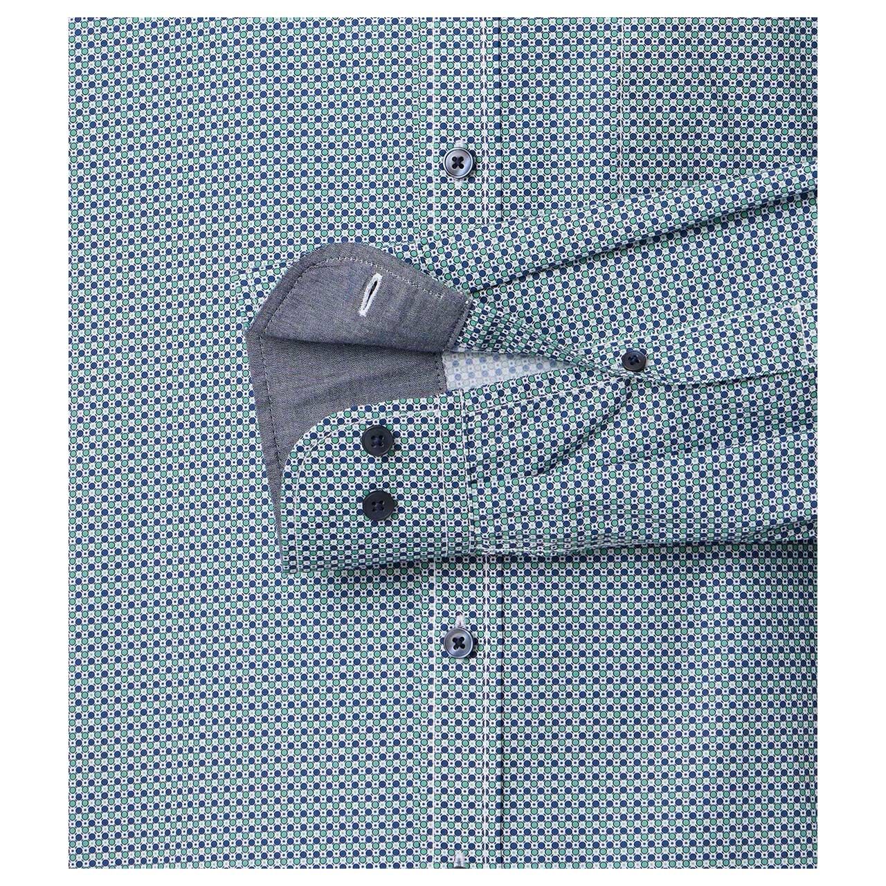 Herren Langarm Hemd von Casa Moda in Grün mit Print, Detailansicht Ärmel