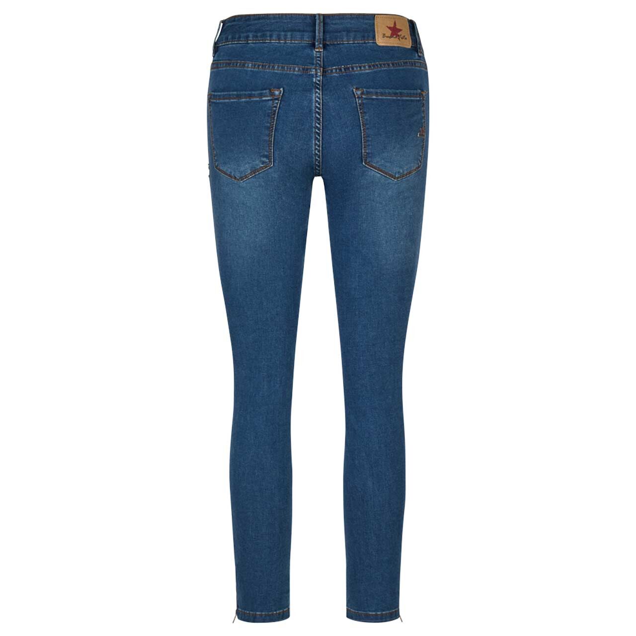Stretch Damenjeans Italy V 7/8 Cozy Denim von Buena Vista in Dunkelblau angewaschen, Rückansicht