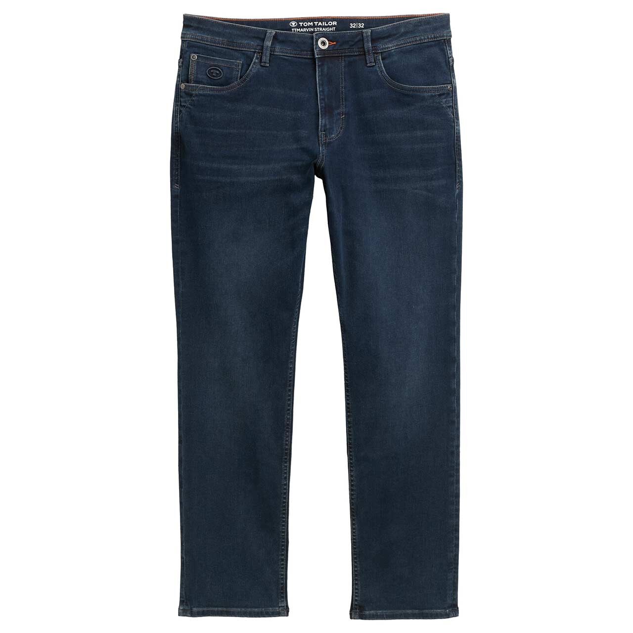 Herrenjeans Marvin von Tom Tailor in Dunkelblau angewaschen, Vorderansicht