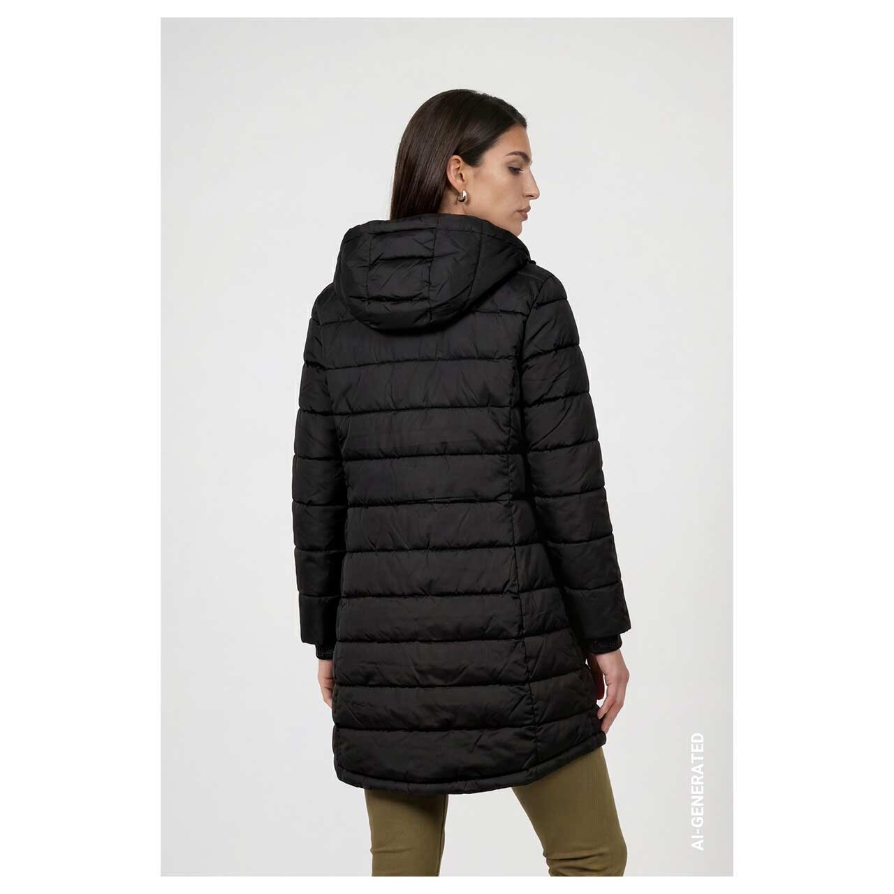 Damen Mantel von Monari in Schwarz, Rückansicht am Model