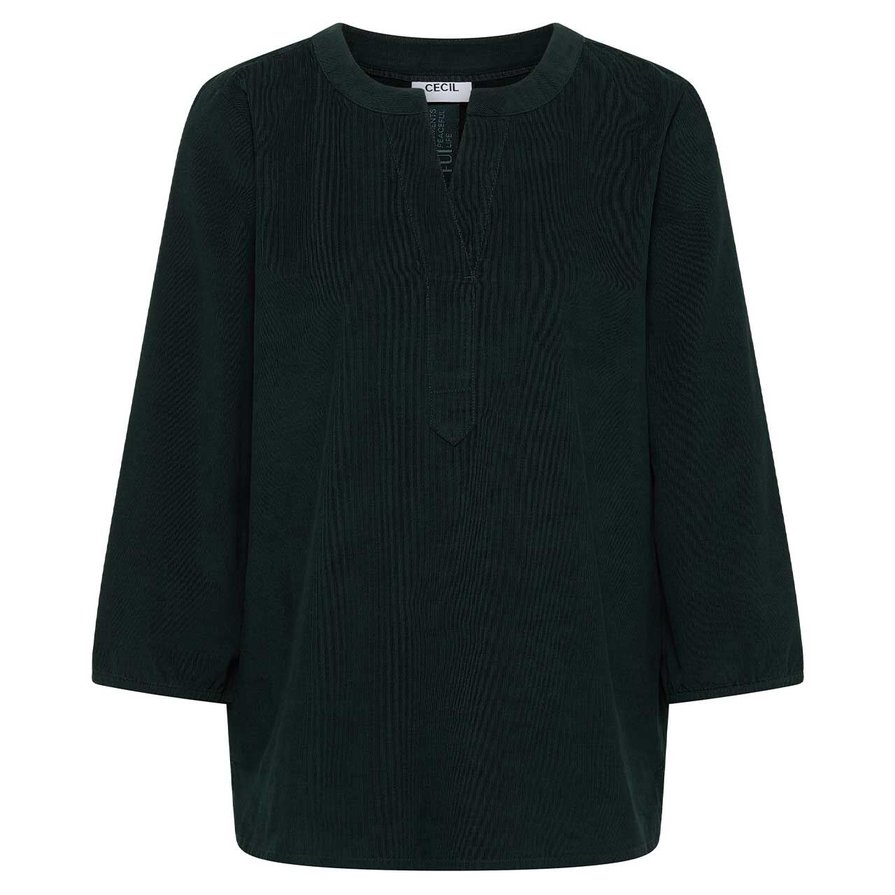 Street One Damen 3/4 Arm Cord Bluse Solid Corduroy ink green