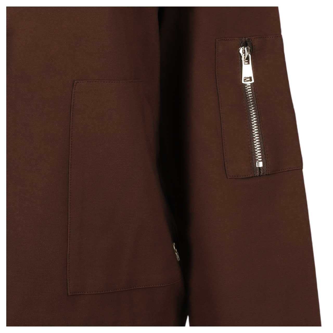 Damen Jacke Blouson von Senoritas ICON in Dunkelbraun, Detailansicht vom Reißverschluss am Arm
