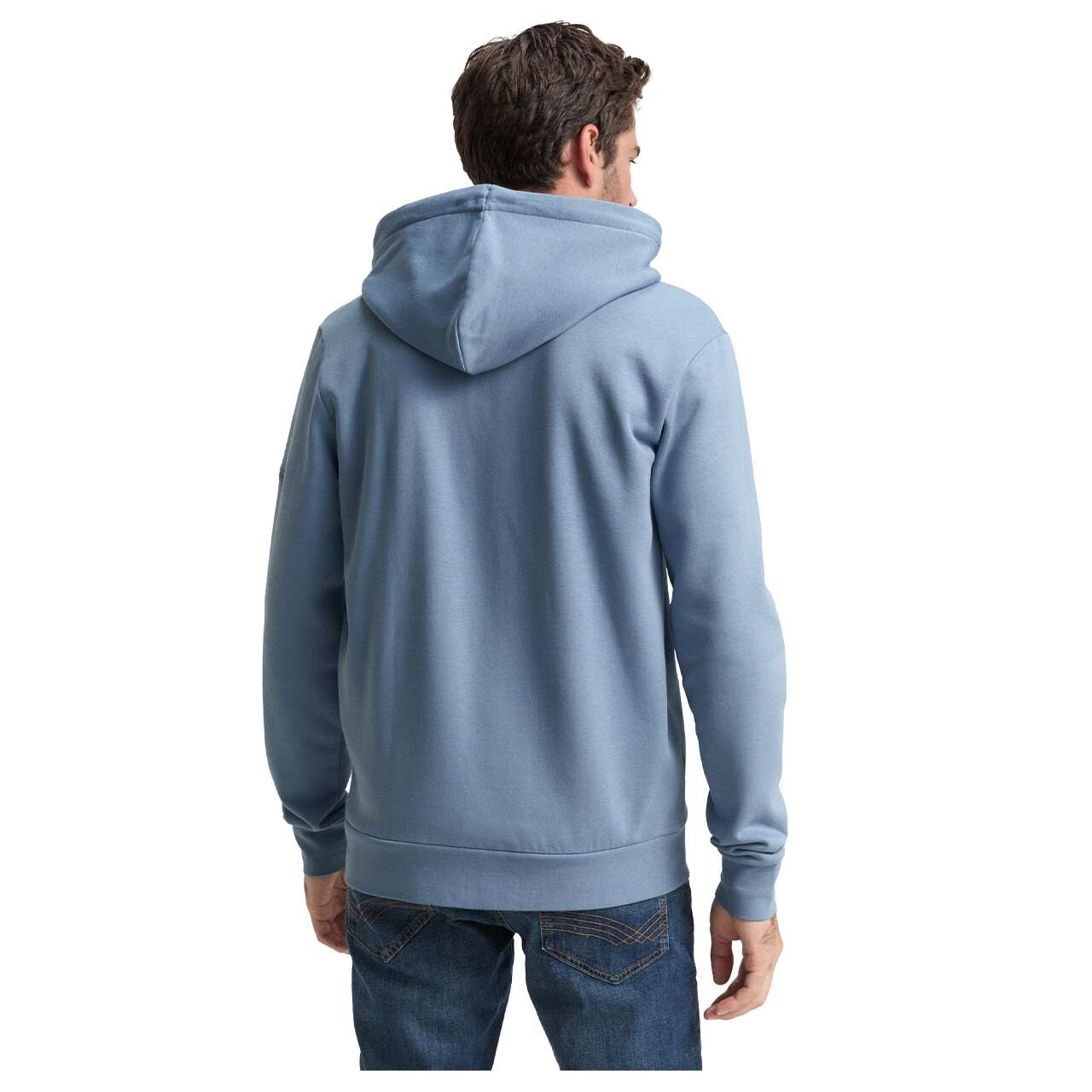 Herren Hoodie Sweatjacke von Tom Tailor in Hellblau, Rückansicht am Model