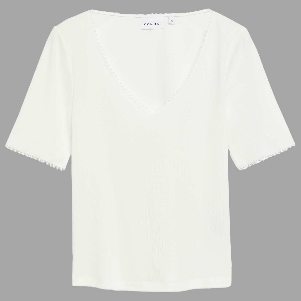 Comma Damen T-Shirt white scalloped