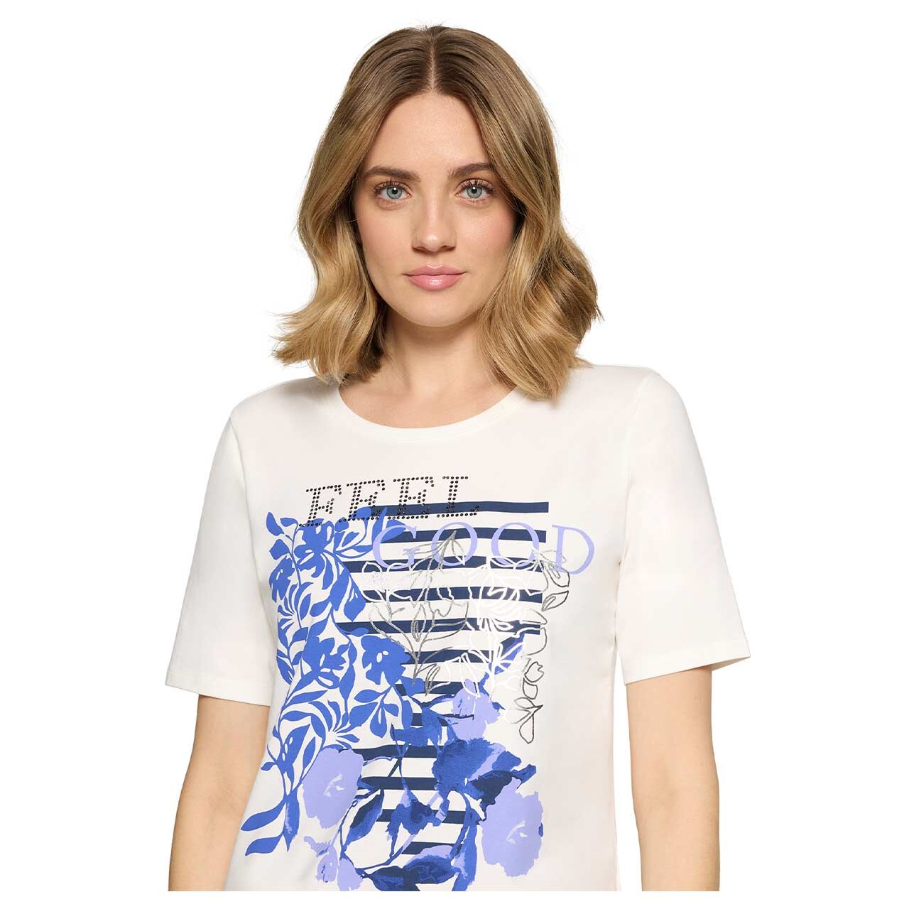 Betty Barclay Damen T-Shirt patch cream blue print