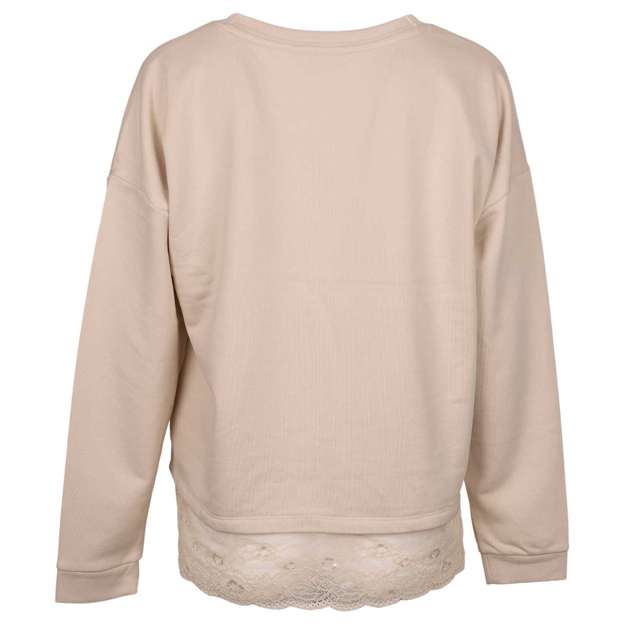 Damen Langarm Shirt Lace Detail in Beige, Rückansicht