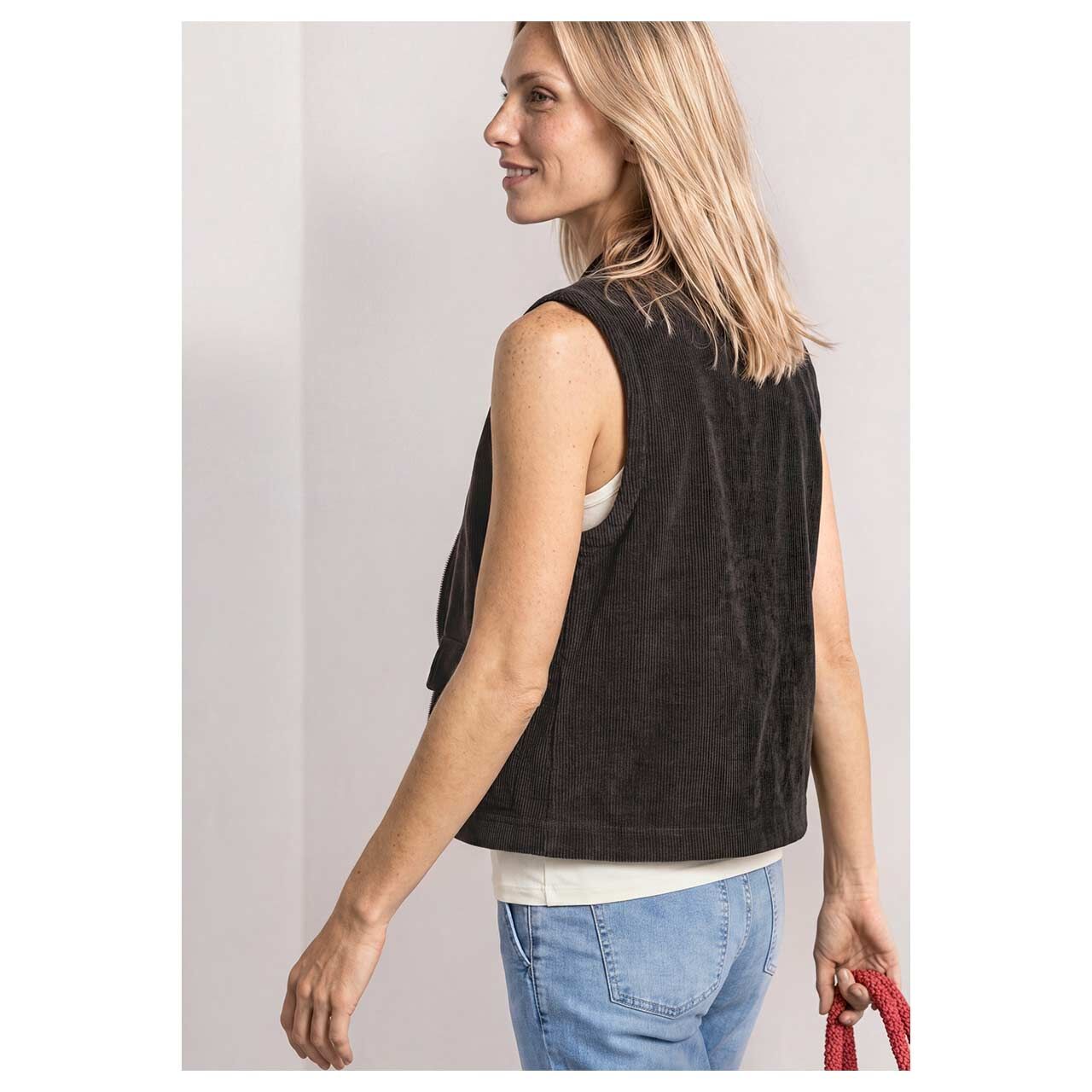 Damen Cord Weste Look Vest von Street One in Dunkelbraun, Rückansicht am Model