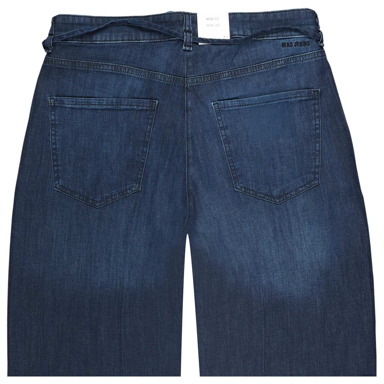 Stretch Damenjeans Wendy von MAC in Dunkelblau angewaschen, detaillierte Rückansicht