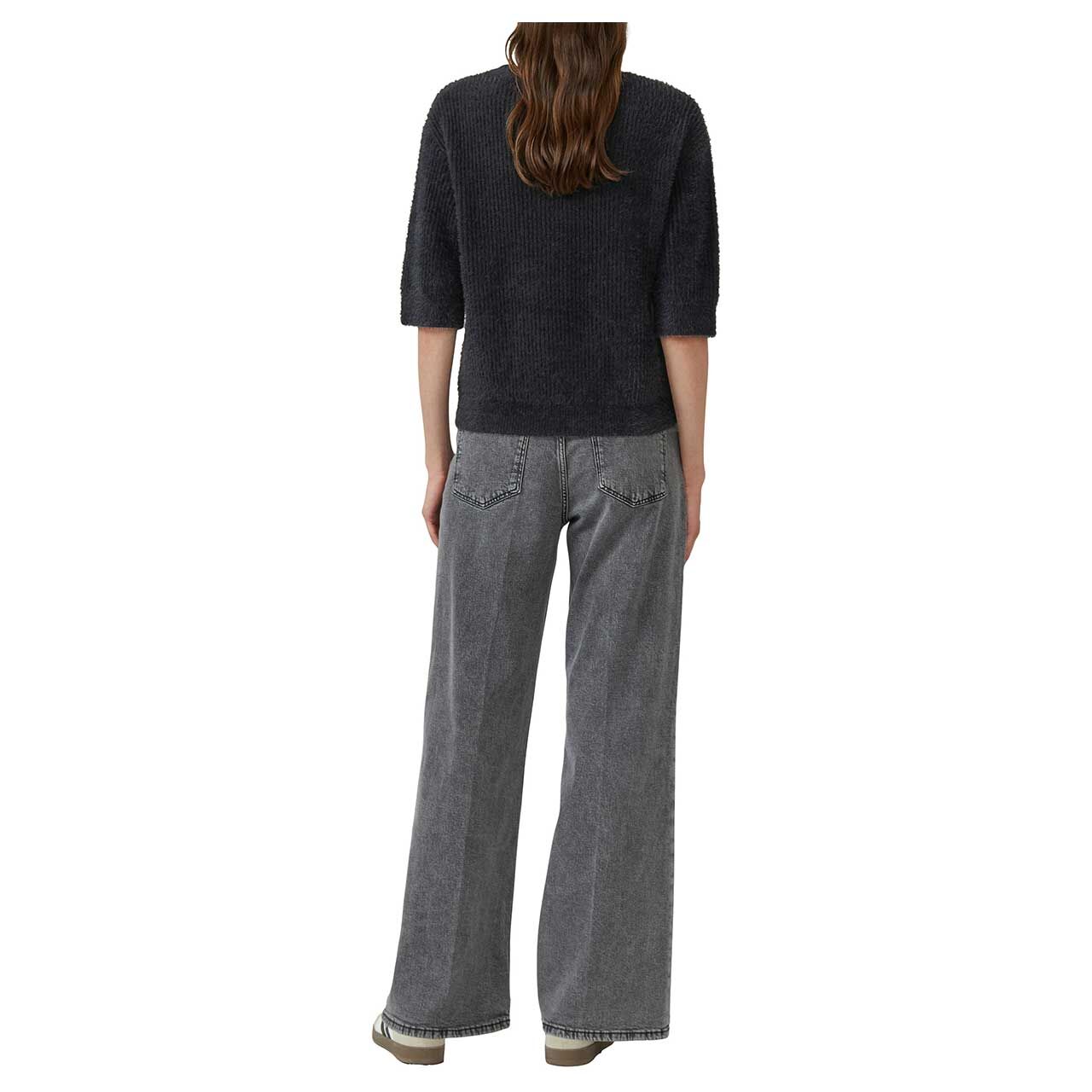 Damen Kurzarm Pullover von s.Oliver in Schwarz, Rückansicht am Model