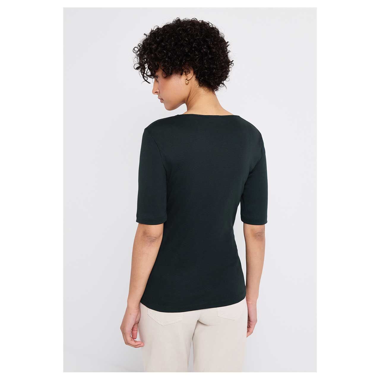 Damen T-Shirt Palmira von Street One in Dunkelgrün, Rückenansicht am Modell