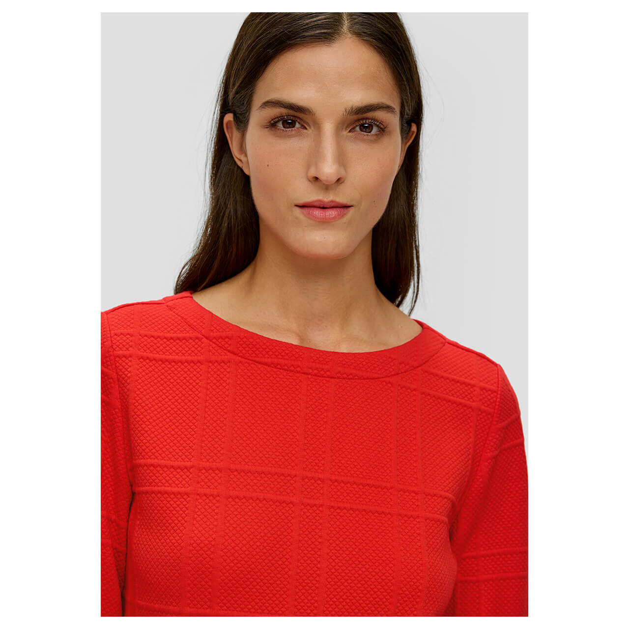 s.Oliver Damen Langarm Kleid red structured