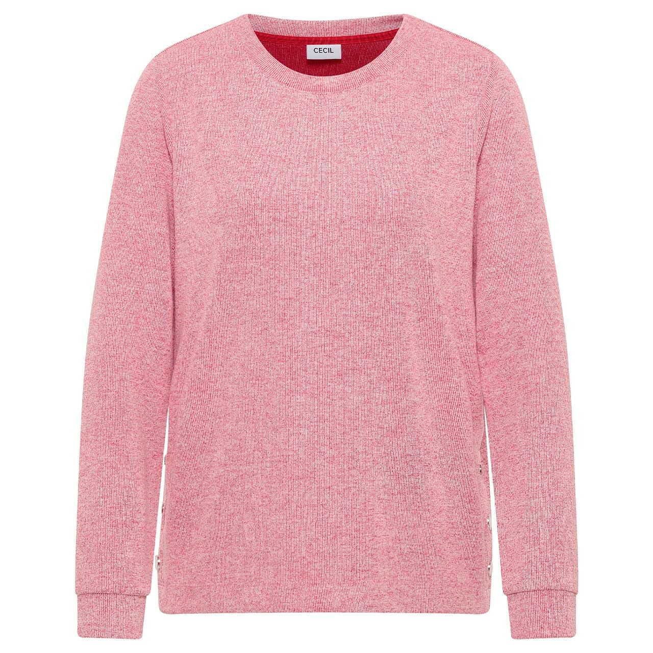 Cecil Damen Pullover Rib Button fiery red melange Cecil Damen Pullover Rib Button fiery red melange