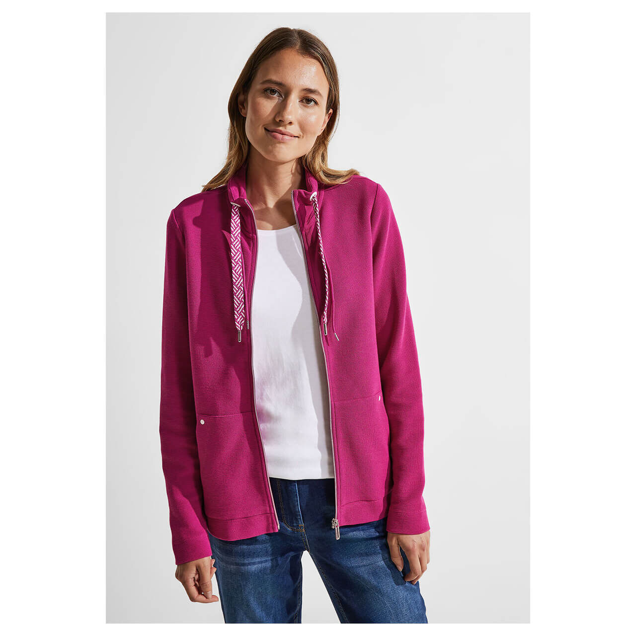 Cecil Solid Structure Sweatjacke cool pink