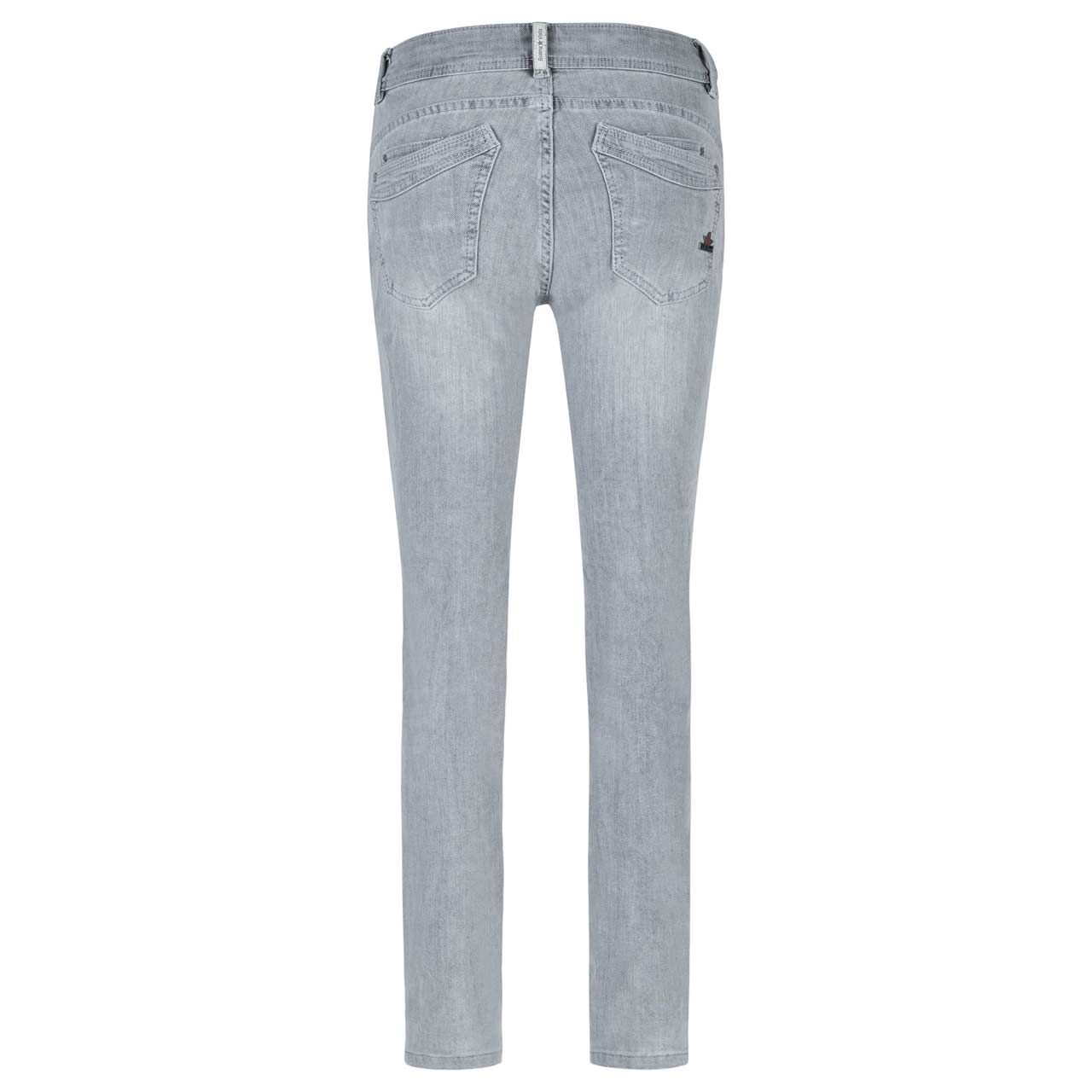 Damen Ankle Jeans Malibu-Zip High Cropped Stretch Denim von Buena Vista in Hellgrau angewaschen, Rückansicht
